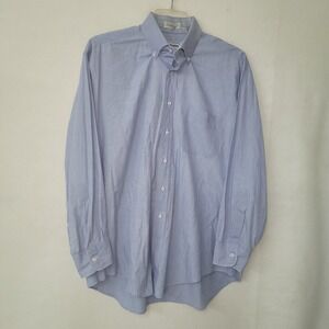 Huntington Dress Shirt Mens 17.5-34" Bue Long Sleeve‎ Button-Down Pocket *READ